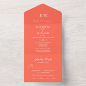 Elegante Eenvoudige Neon Flare met Monogram Huweli All In One Uitnodiging (Binnen)