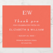 Elegante Eenvoudige Neon Flare met Monogram Huweli Likeurfles Etiket (Enkel label)