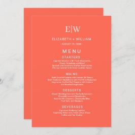 Elegante Eenvoudige Neon Flare met Monogram Huweli Menu