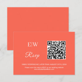 Elegante Eenvoudige Neon Flare met Monogram Huweli RSVP Kaartje