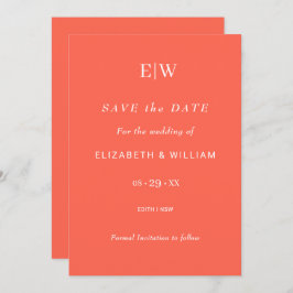 Elegante Eenvoudige Neon Flare met Monogram Huweli Save The Date