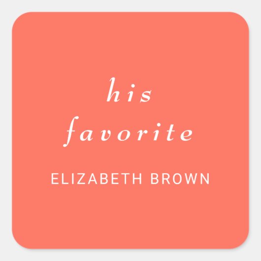 Elegante Eenvoudige Neon Flare met Monogram Huweli Vierkante Sticker (Voorkant)