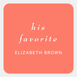 Elegante Eenvoudige Neon Flare met Monogram Huweli Vierkante Sticker