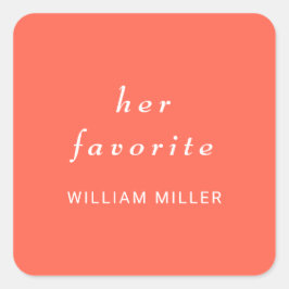 Elegante Eenvoudige Neon Flare met Monogram Huweli Vierkante Sticker