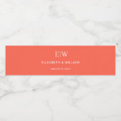 Elegante Eenvoudige Neon Flare met Monogram Trouwd Waterfles Etiket (Enkel label)