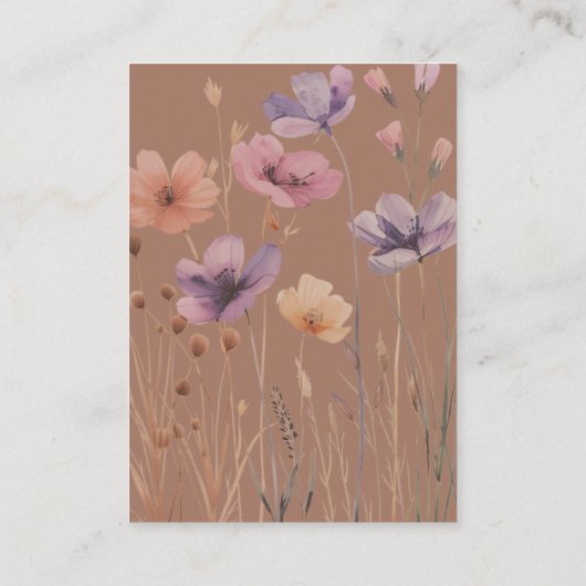 Elegante Eenvoudige Neutrale Bloemen Mocha Trouwde Informatiekaartje (Achterkant)