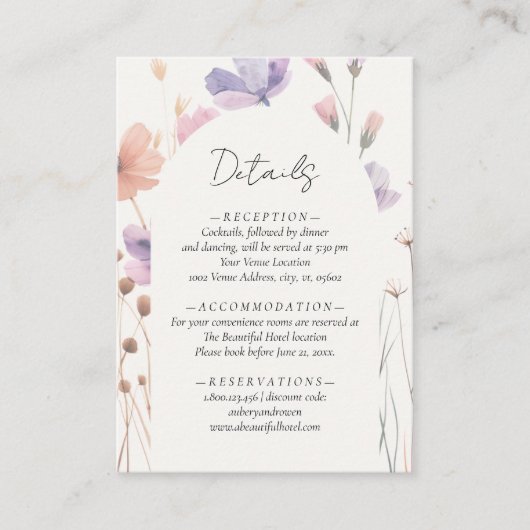 Elegante Eenvoudige Neutrale Bloemen Mocha Trouwde Informatiekaartje