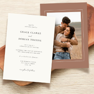 Elegante Eenvoudige Neutrale Mocha Mousse Fotobrui Kaart