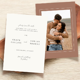 Elegante Eenvoudige Neutrale Mocha Mousse Fotobrui Save The Date