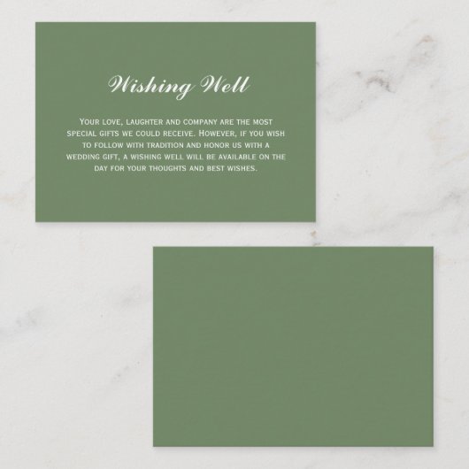 Elegante Eenvoudige Olijfgroene Trouw Wensput Informatiekaartje (Voorkant / Achterkant)