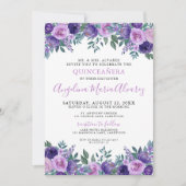 Elegante eenvoudige Paarse Quinceanera Kaart (Voorkant)