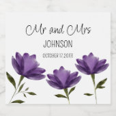 Elegante eenvoudige paarse witte botanische bloeme likeurfles etiket (Enkel label)