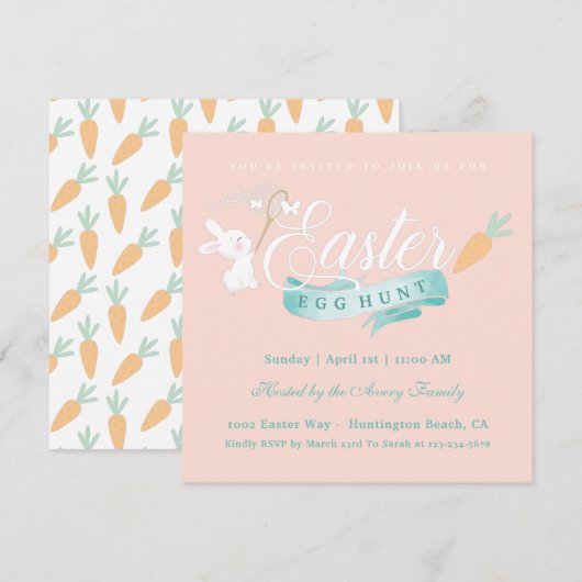 Elegante Eenvoudige Paaseierjacht Kaart (Voorkant / Achterkant)
