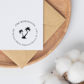 Elegante eenvoudige Palm Tree Family Retour Adres Zelfinktende Stempel