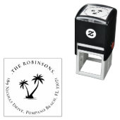 Elegante eenvoudige Palm Tree Family Retour Adres Zelfinktende Stempel (In situ)
