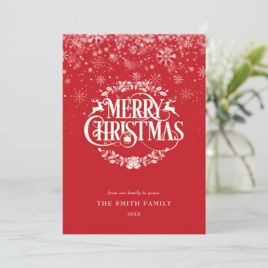 Elegante Eenvoudige Prettig kerstfeest Sneeuwvlokk Feestdagenkaart (Staand voorkant)