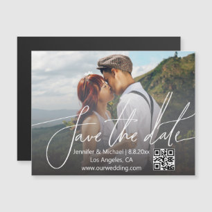 elegante eenvoudige qr-code foto save the date mag
