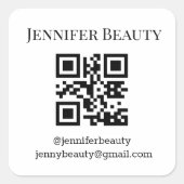 Elegante eenvoudige QR-code voor kleine bedrijven Vierkante Sticker (Voorkant)