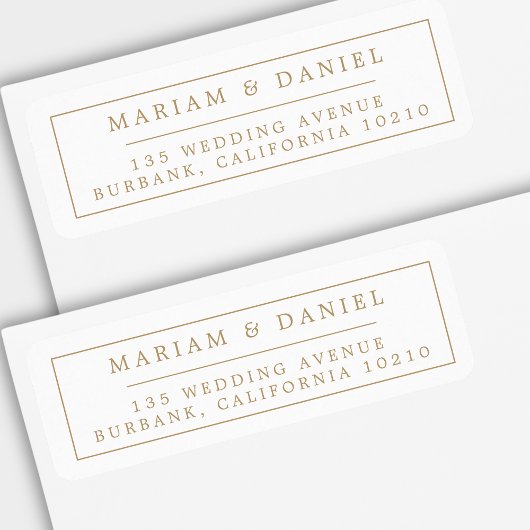 Elegante Eenvoudige Rand Gouden Trouw Retouradres Etiket