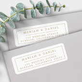 Elegante Eenvoudige Rand Gouden Trouw Retouradres Etiket