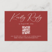 Elegante Eenvoudige Rode Kerstbruiloft RSVP Kaart (Voorkant)