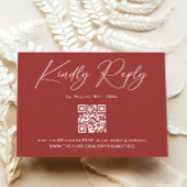 Elegante Eenvoudige Rode Kerstbruiloft RSVP Kaart