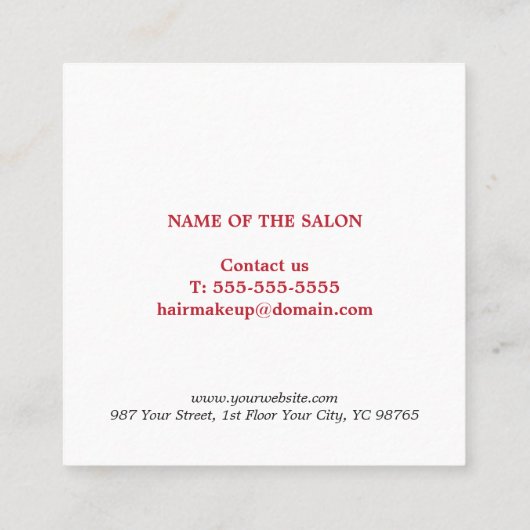 Elegante Eenvoudige Rode Witte Groene Schoonheidss Kortingskaartje (Achterkant)