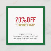 Elegante Eenvoudige Rode Witte Groene Schoonheidss Kortingskaartje (Voorkant)