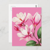 Elegante Eenvoudige Roze Bloem Bloemen Kunst Briefkaart (Voorkant / Achterkant)