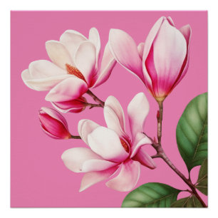Elegante Eenvoudige Roze Bloem Bloemige Kunst Perfect Poster