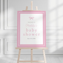 Elegante Eenvoudige Roze Bow Meisjes Baby shower W