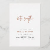 Elegante Eenvoudige Roze Goud & Zwarte Bruidsdouch Folie Uitnodiging (Voorkant)