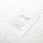 Elegante Eenvoudige Roze Goud & Zwarte Bruidsdouch Folie Uitnodiging (Gedraaid)