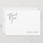 Elegante Eenvoudige Roze Monogram Gingham Dankjewe Bedankkaart (Voorkant)