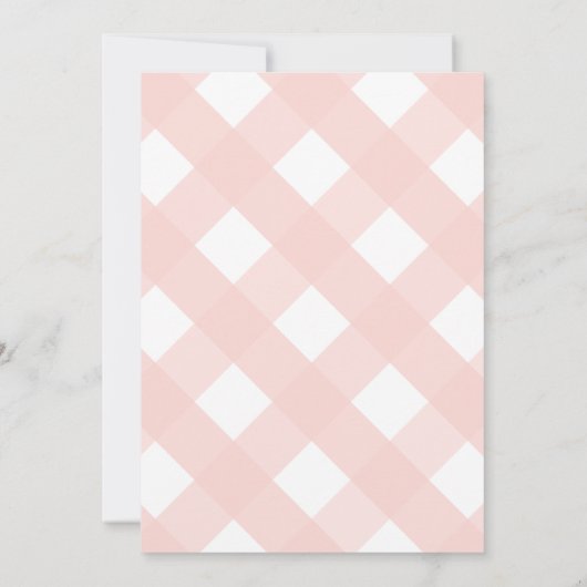Elegante Eenvoudige Roze Monogram Gingham Dankjewe Bedankkaart (Achterkant)