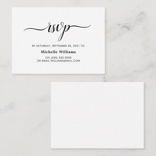 Elegante eenvoudige RSVP-behuizing Informatiekaartje (Voorkant / Achterkant)