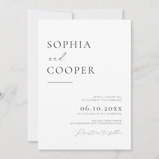 Elegante eenvoudige rustieke bruiloft kaart (Voorkant)