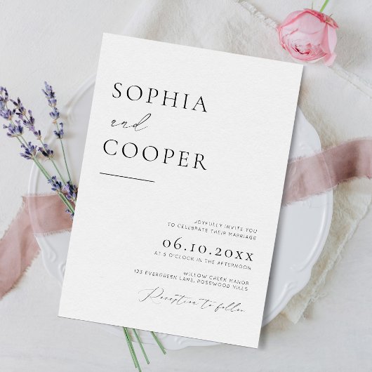 Elegante eenvoudige rustieke bruiloft kaart