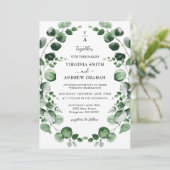 Elegante eenvoudige rustieke eucalyptus groen brui kaart (Staand voorkant)