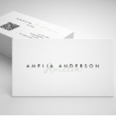 Elegante eenvoudige Sage Green Script QR-code Visitekaartje