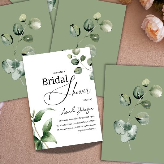 Elegante Eenvoudige Sage Groene Eucalyptus Vrijgez Kaart