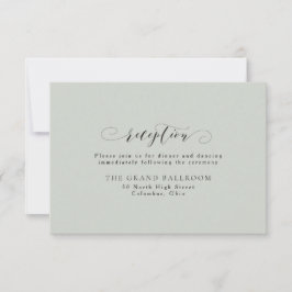 Elegante eenvoudige saliegroene trouwontvangstkaar kaart