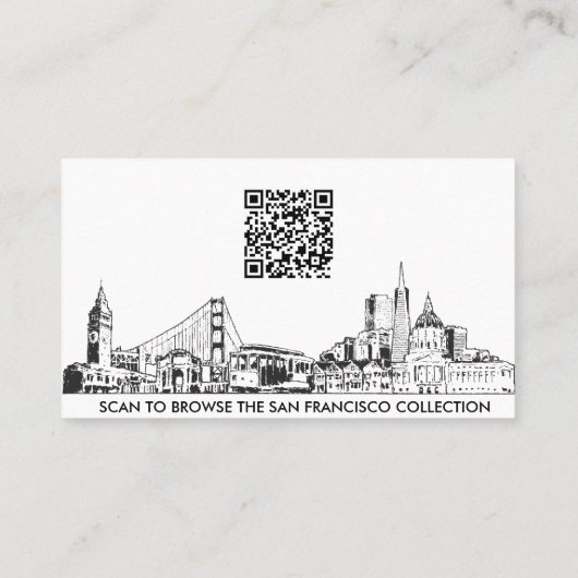 Elegante Eenvoudige San Francisco Skyline QR Code Visitekaartje (Achterkant)