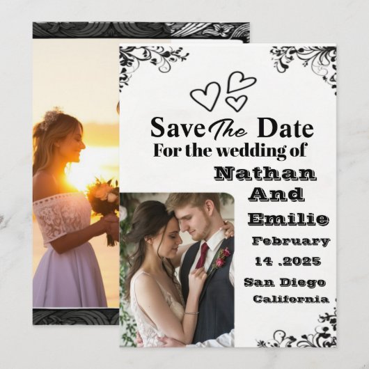 Elegante eenvoudige save the date uitnodiging (Voorkant / Achterkant)