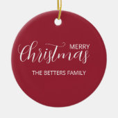 Elegante eenvoudige schone Frosted Berry Kerstmis Keramisch Ornament (Voorkant)