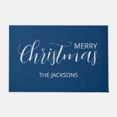 Elegante Eenvoudige Schone Midnight Blue Kerstmis Deurmat (Voorkant)