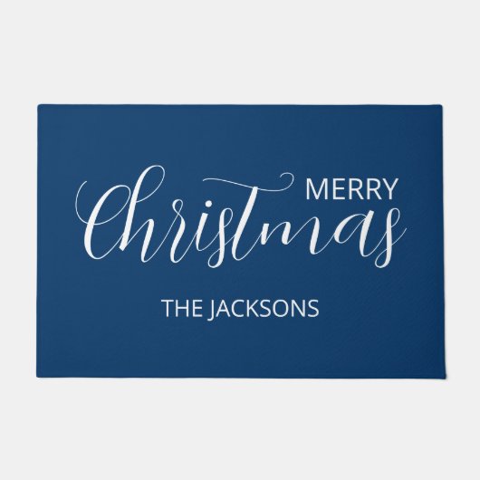 Elegante Eenvoudige Schone Midnight Blue Kerstmis Deurmat (Voorkant)