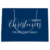 Elegante Eenvoudige Schone Midnight Blue Kerstmis Groot Cadeauzakje (Voorkant)