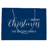 Elegante Eenvoudige Schone Midnight Blue Kerstmis Groot Cadeauzakje (Achterkant)