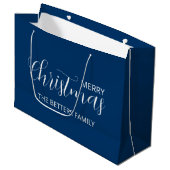 Elegante Eenvoudige Schone Midnight Blue Kerstmis Groot Cadeauzakje (Voorkant Gekanteld)